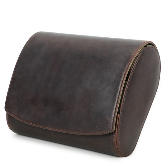 Six-watch oval leather case with full zip opening